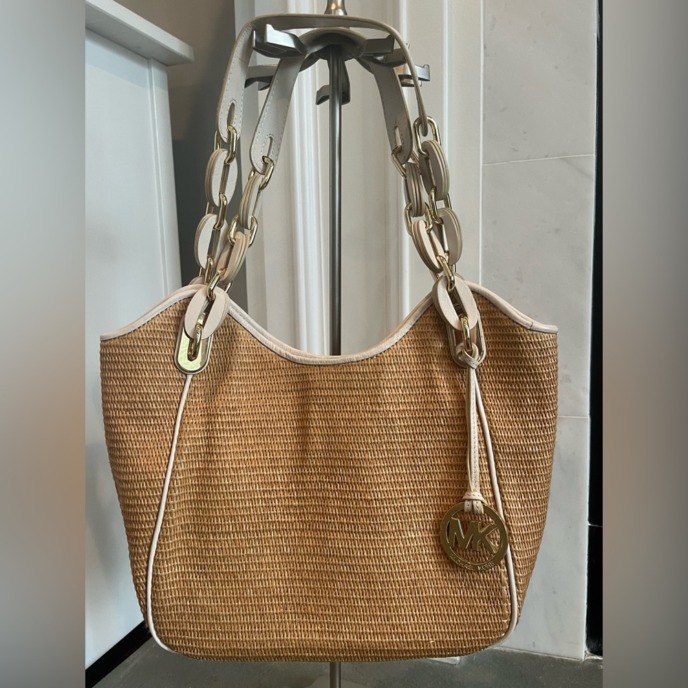 Michael Kors tan and white bag.  Lightly used.
